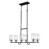 Clifton 6-Light Island Pendant in Matte Black with Brushed Nickel