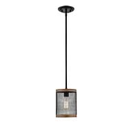 Mesa 1-Light Mini Pendant in Matte Black with Wood Grain