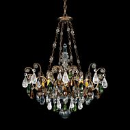 Schonbek Renaissance Rock Crystal 8 Light Chandelier in Etruscan Gold with Olivine And Smoke Topaz Clear Rock Crystal Colors Crystals