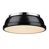 Golden Duncan 2 Light 14 Inch Ceiling Light in Chrome and Black