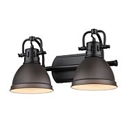 Duncan 2-Light Bathroom Vanity Light in Matte Black