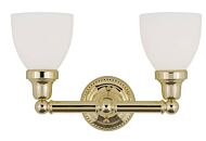 Classic 2-Light Bathroom Vanity Light in Polished Brass