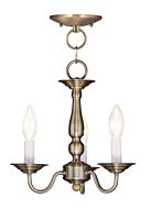 Williamsburgh 3-Light Mini Chandelier with Ceiling Mount in Antique Brass