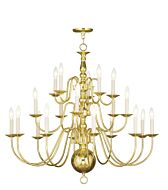 Williamsburgh 20-Light Chandelier in Polished Brass