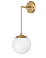 Hinkley Warby 1-Light Wall Sconce In Heritage Brass With White Glass