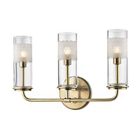 Hudson Valley Wentworth 3 Light 10 Inch Wall Sconce in Aged Brass
