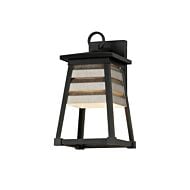 Shutters 1-Light Outdoor Wall Sconce in Weathered Zinc with Black