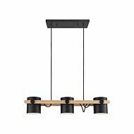 Hornwood 3 Light 33.07 inch Black and Natural Kitchen Island Pendant Ceiling Light