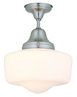 DVI Schoolhouse 1-Light Semi-Flush Mount in Satin Nickel