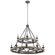 Kichler Taulbee 15 Light Chandelier 2 Tier Large in Weathered Zinc