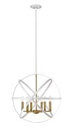 Z-Lite Cavallo 6-Light Pendant Light In Hammered White With Olde Brass