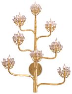 Currey & Company 8 Light 32 Inch Agave Americana Gold Wall Sconce in Dark Contemporary Gold Leaf