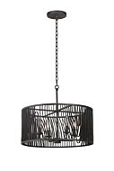 Morre 4-Light Convertible Pendant with Semi-Flush in Black Iron