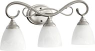 Quorum Powell 3 Light Bathroom Vanity Light in Classic Nickel