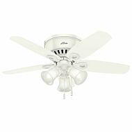 Hunter Builder 3 Light 42 Inch Indoor Flush Mount Ceiling Fan in Snow White