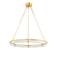 Sennett 1-Light LED Chandelier in Aged Brass