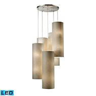 Fabric Cylinders 20-Light LED Mini Pendant in Satin Nickel