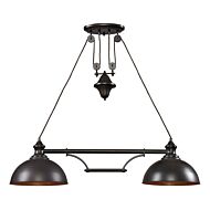 Farmhouse 2-Light Linear Chandelier in Oiled Bronze