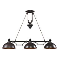 Farmhouse 3-Light Linear Chandelier in Oiled Bronze