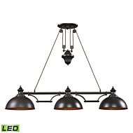 Farmhouse 3-Light LED Linear Chandelier in Oiled Bronze