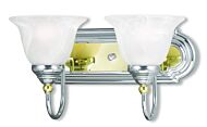 Belmont 2-Light Bathroom Vanity Light in Polished Chrome & Polished Brass