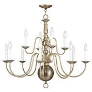 Williamsburgh 12-Light Chandelier in Antique Brass