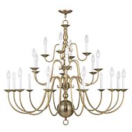 Williamsburgh 22-Light Chandelier in Antique Brass