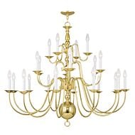 Williamsburgh 22-Light Chandelier in Polished Brass