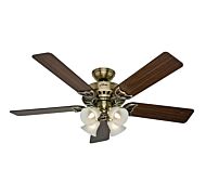 Hunter Studio Series 4 Light 52 Inch Indoor Ceiling Fan in Antique Brass