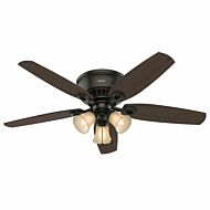 Hunter Builder 3 Light 52 Inch Indoor Flush Mount Ceiling Fan in New Bronze