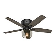 Hunter Bennett 52 Inch Indoor Flush Mount Ceiling Fan in Matte Black