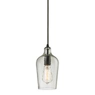 Hammered Glass 1-Light Mini Pendant in Oil Rubbed Bronze