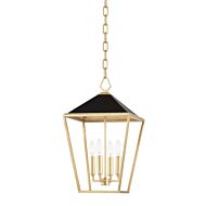 Paxton 4-Light Pendant in Gold Leaf with Black