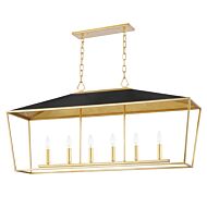 Paxton 6-Light Island Pendant in Gold Leaf with Black