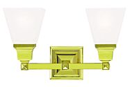 Mission 2-Light Bathroom Vanity Light in Polished Brass