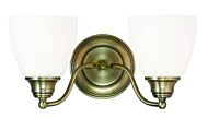 Somerville 2-Light Bathroom Vanity Light in Antique Brass