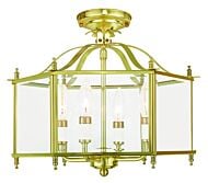 Livingston 4-Light Pendant with Ceiling Mount in Polished Brass