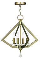 Diamond 4-Light Chandelier in Antique Brass