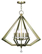 Diamond 6-Light Chandelier in Antique Brass