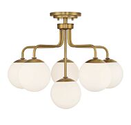 Savoy House Marco 6 Light Ceiling Light in Warm Brass