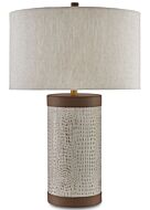 Currey & Company 30 Inch Baptiste Table Lamp in Ivory, Brown and Brushed Brass