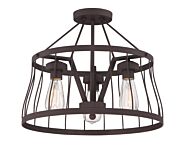 Brooklyn 3-Light Semi-Flush with Pendant in Bronze