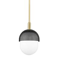 Nyack 1-Light Pendant in Aged Brass with Black