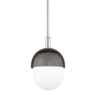 Nyack 1-Light Pendant in Polished Nickel with Black