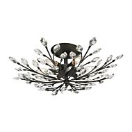 Crystal Branches 6-Light Semi-Flush Mount in Burnt Bronze