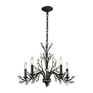 Crystal Branches 5-Light Chandelier in Burnt Bronze