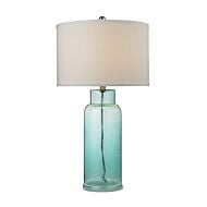 Glass Bottle 1-Light Table Lamp in Seafoam Green