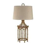 Bamboo Birdcage 1-Light Table Lamp in Gold Leaf