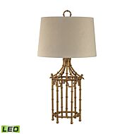 Bamboo Birdcage 1-Light LED Table Lamp in Gold Leaf