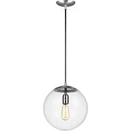 Sea Gull Leo   Hanging Globe 13 Inch Pendant Light in Satin Aluminum